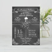 White Banner Chalkboard Bridal Shower Invitation Kaart (Staand voorkant)