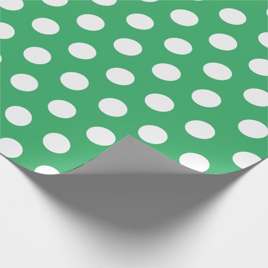 White & Barely Green Medium Polka Dot Kerstmis Cadeaupapier (Hoek)