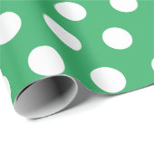 White & Barely Green Medium Polka Dot Kerstmis Cadeaupapier (Rol Hoek)