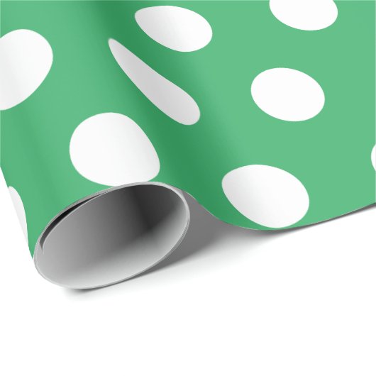 White & Barely Green Medium Polka Dot Kerstmis Cadeaupapier (Rol Hoek)