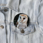 White Barn Owl Ronde Button 7,6 Cm (In situ)