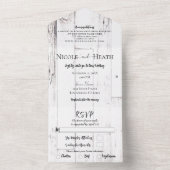 White Barn Wood Farmhouse Barn Wedding All In One Uitnodiging (Binnen)