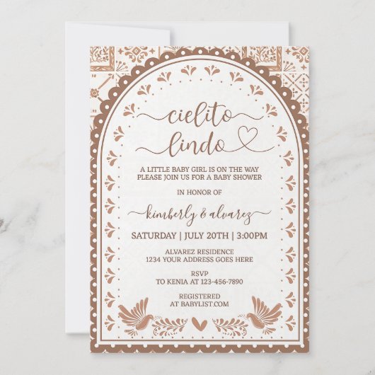 White & Barro Cielito Lindo Baby shower Uitnodigin Kaart (Voorkant)