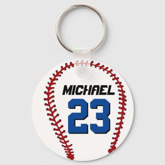 White Baseball Keychain for Sports Fan or Athletes (Voorkant)