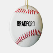 White Baseball met gepersonaliseerde naam of tekst Keramisch Ornament (Rechts)