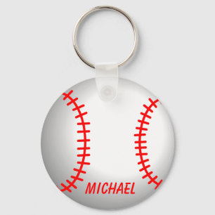 White Baseball Red Stitching Sleutelhanger