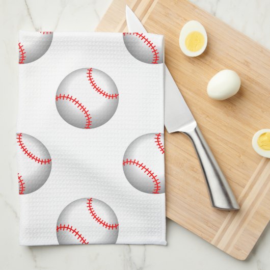 White Baseball Red Stitching Theedoek (Quarter Fold)