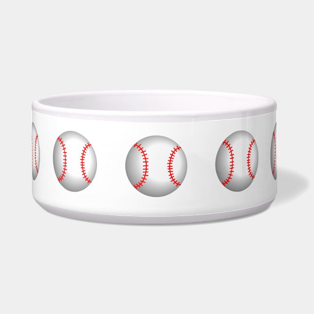 White Baseball Red Stitching Voerbakje (Voorkant)