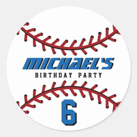 White Baseball Sticker Sports Team Birthday Party (Voorkant)