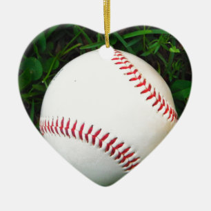 White Baseball with Red Stitching Keramisch Ornament