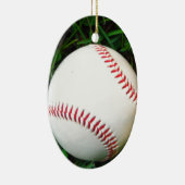 White Baseball with Red Stitching Keramisch Ornament (Rechts)