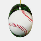 White Baseball with Red Stitching Keramisch Ornament (Voorkant)
