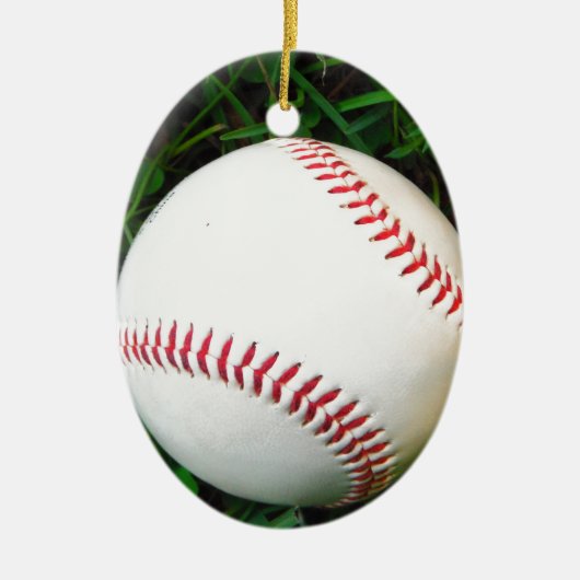 White Baseball with Red Stitching Keramisch Ornament (Voorkant)