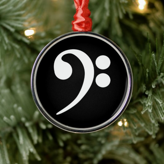 White Bass Clef Metalen Ornament (Boom)