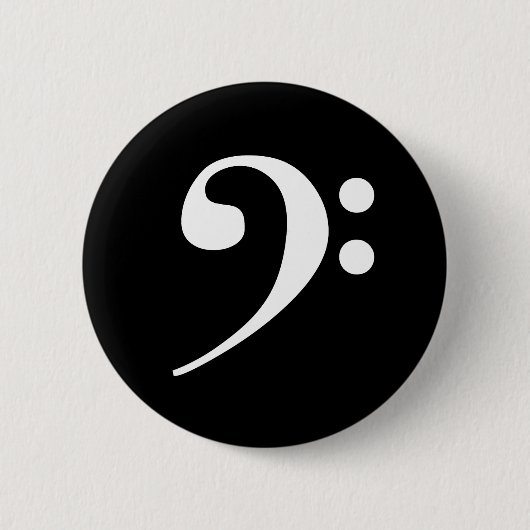 White Bass Clef Ronde Button 5,7 Cm (Voorkant)