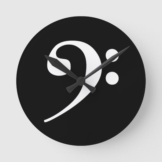 White Bass Clef Ronde Klok (Voorkant)