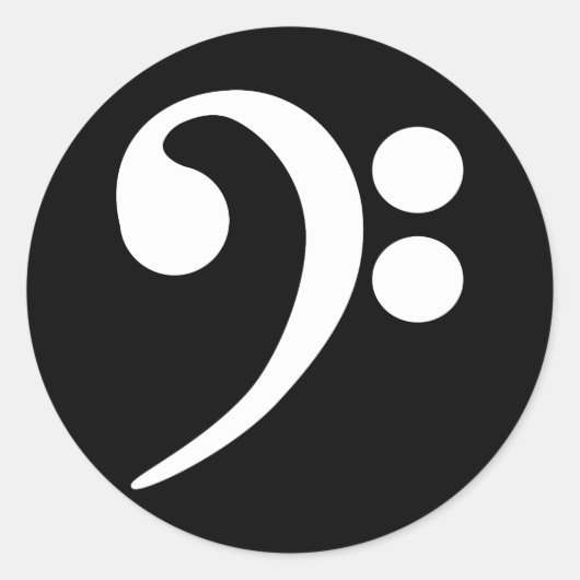 White Bass Clef Ronde Sticker (Voorkant)