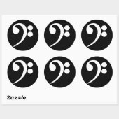 White Bass Clef Ronde Sticker (Vel)