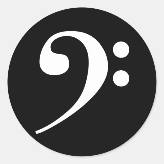 White Bass Clef Ronde Sticker (Voorkant)