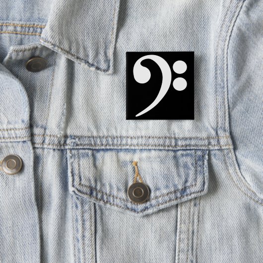 White Bass Clef Vierkante Button 5,1 Cm (In situ)
