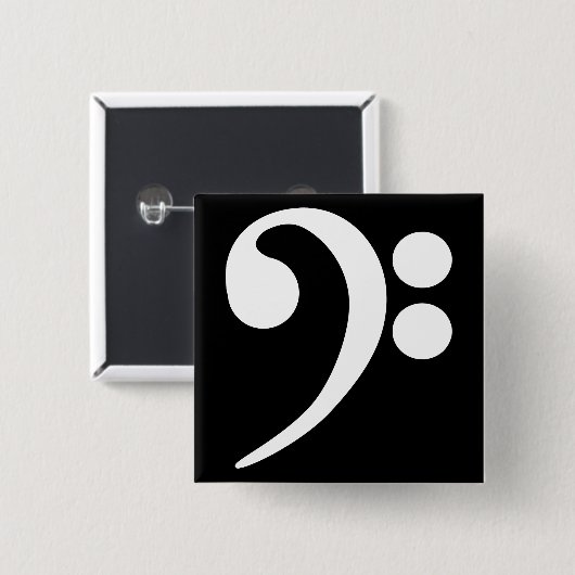 White Bass Clef Vierkante Button 5,1 Cm (Voorkant /achterkant)