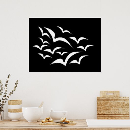 White Bat Cloud Poster (Keuken)