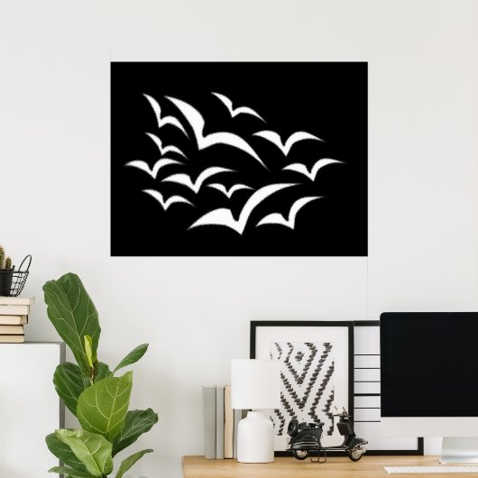 White Bat Cloud Poster (Thuiskantoor)