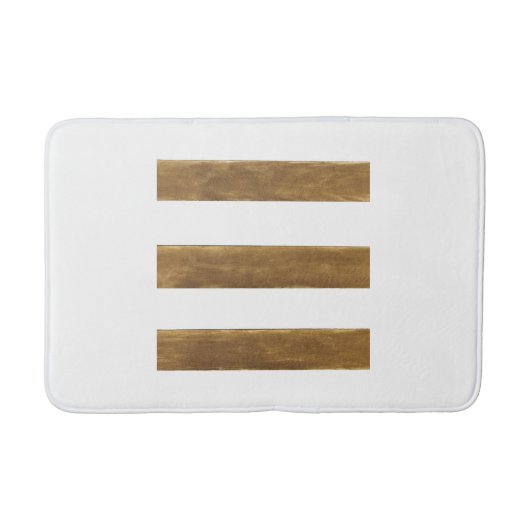White Bath Mat met Gold Stripes (Voorkant)