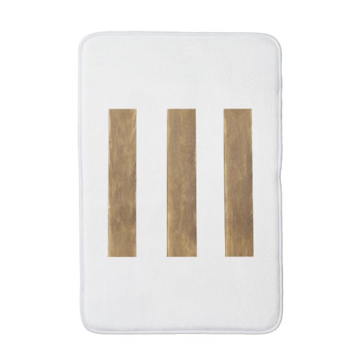 White Bath Mat met Gold Stripes (Voorkant Verticaal)