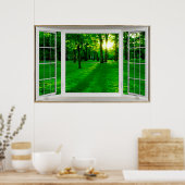 White Bay-vensterverlichting Een park overzien Poster (Keuken)