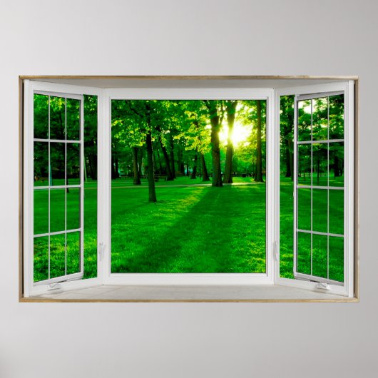 White Bay-vensterverlichting Een park overzien Poster (Voorkant)