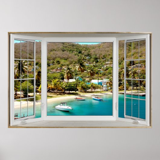 White Bay Window Illusion Caribbean Poster (Voorkant)