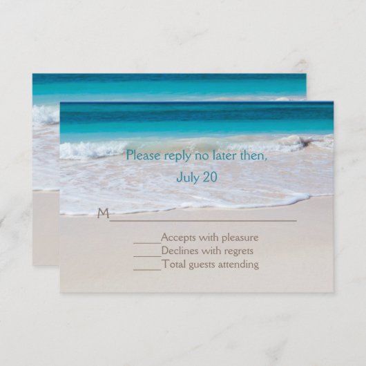White Beach bruiloft RSVP-kaart RSVP Kaartje (Voorkant / Achterkant)
