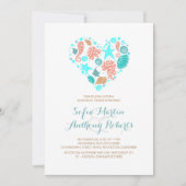 White Beach Heart Nautische repetitie diner Kaart (Voorkant)