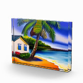 White Beach House en blauw water Fotoblokken (Rechts)
