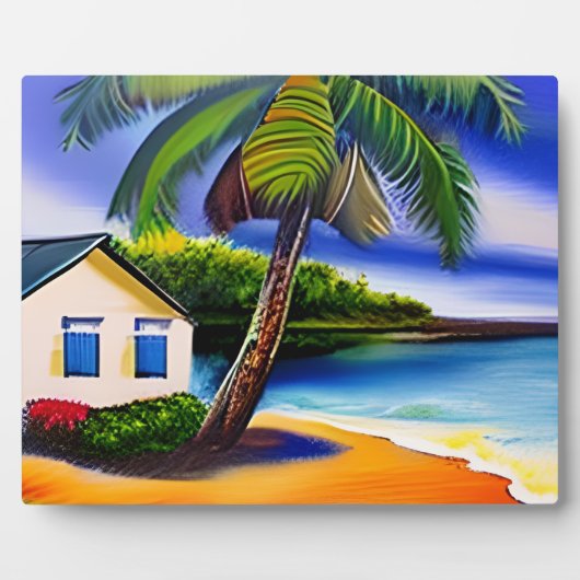 White Beach House en blauw water Fotoplaat (Voorkant)