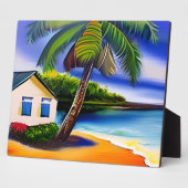 White Beach House en blauw water Fotoplaat (Zijkant)