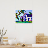 White Beach huis Tropische Kunst Poster (Keuken)