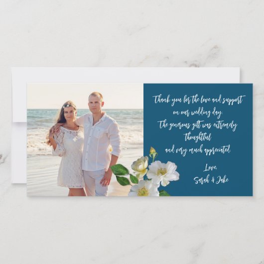 White Beach Rozen Weddenschap Foto bedankt (Voorkant)