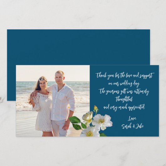 White Beach Rozen Weddenschap Foto bedankt (Voorkant / Achterkant)