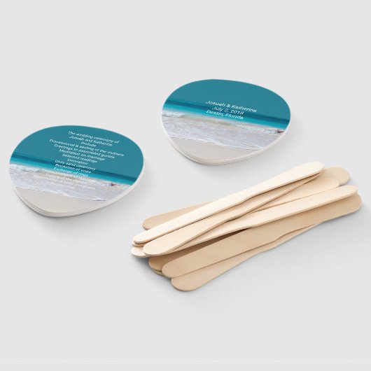 White Beach thema bruiloft programma fan Handwaaier (Niet-gemonteerd)