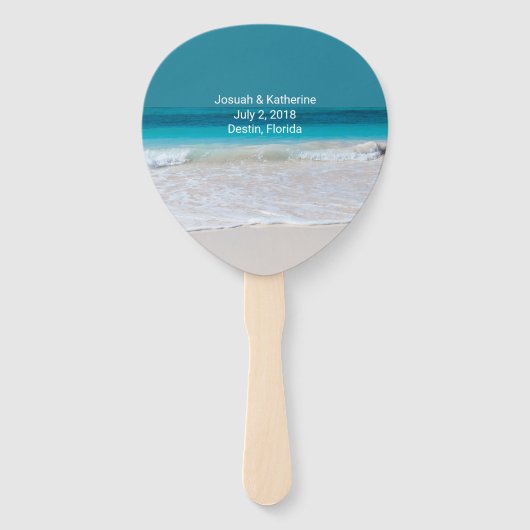 White Beach thema bruiloft programma fan Handwaaier (Achterkant)