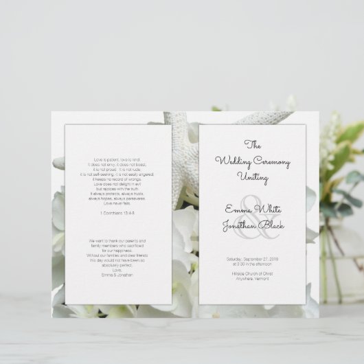 White Beach Theme Wedding Programme (Staand voorkant)