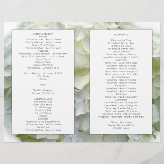 White Beach Theme Wedding Programme (Achterkant)