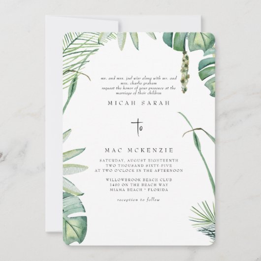 White Beach Tropics Beide Ouders Bruiloft Kaart (Voorkant)