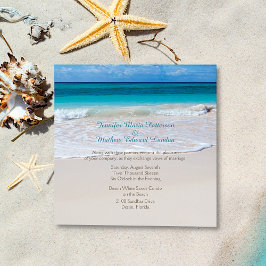White Beach Wedding Invitation Kaart