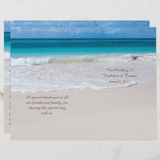 White Beach Wedding Program (Voorkant / Achterkant)