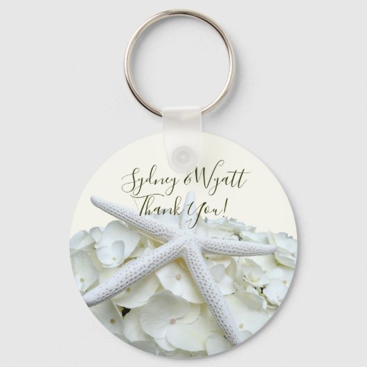 White Beach Wedding Starfish Favors Key Ring Sleutelhanger (Voorkant)