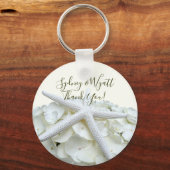 White Beach Wedding Starfish Favors Key Ring Sleutelhanger (Voorkant)