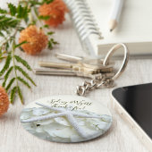 White Beach Wedding Starfish Favors Key Ring Sleutelhanger (Zijkant)